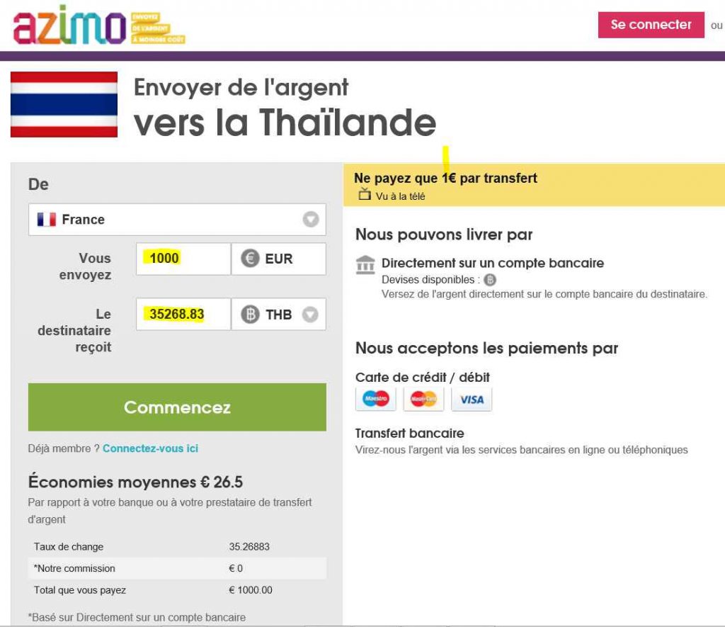 Transfert d'argent en Thaïlande Transfert d'argent en Thaïlande