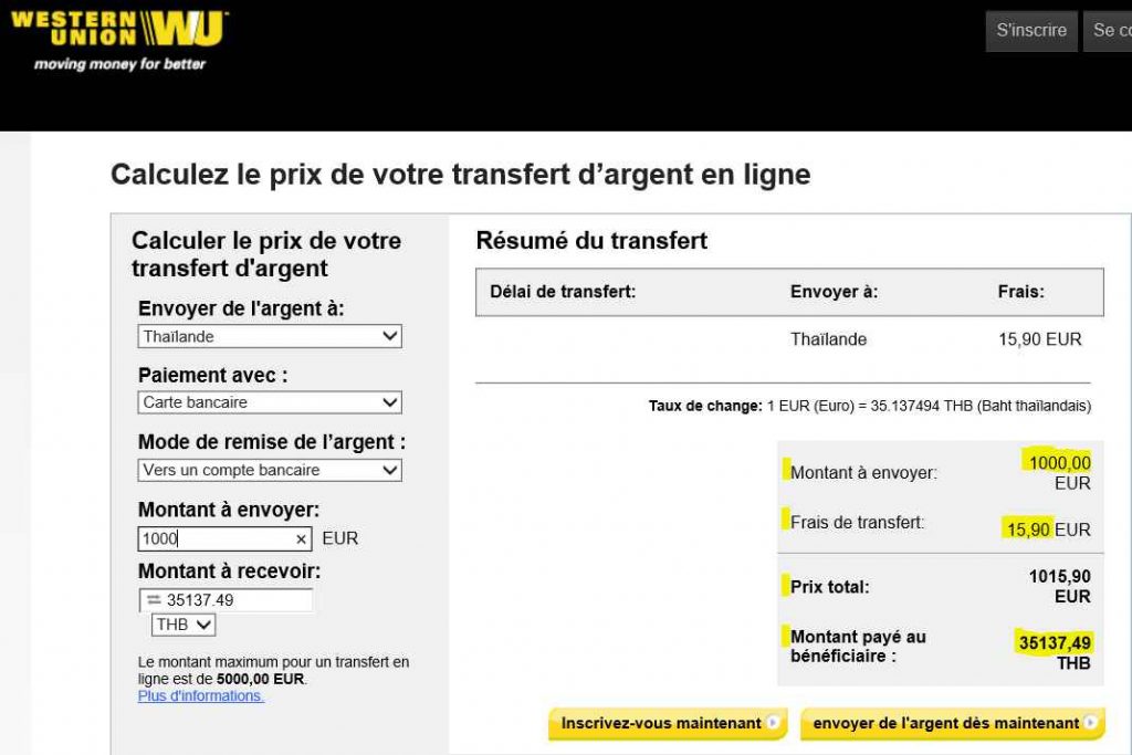 Transfert d'argent en Thaïlande Transfert d'argent en Thaïlande