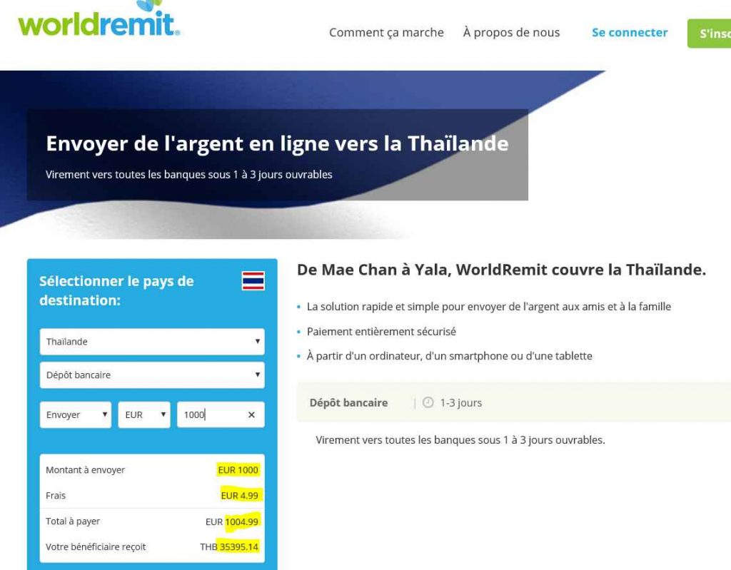Transfert d'argent en Thaïlande Transfert d'argent en Thaïlande