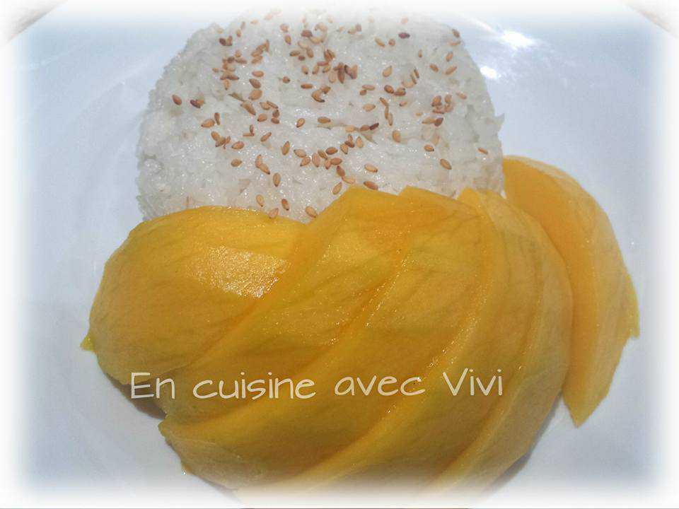 ingrédient pour recette du riz gluant au lait de coco et mangue
