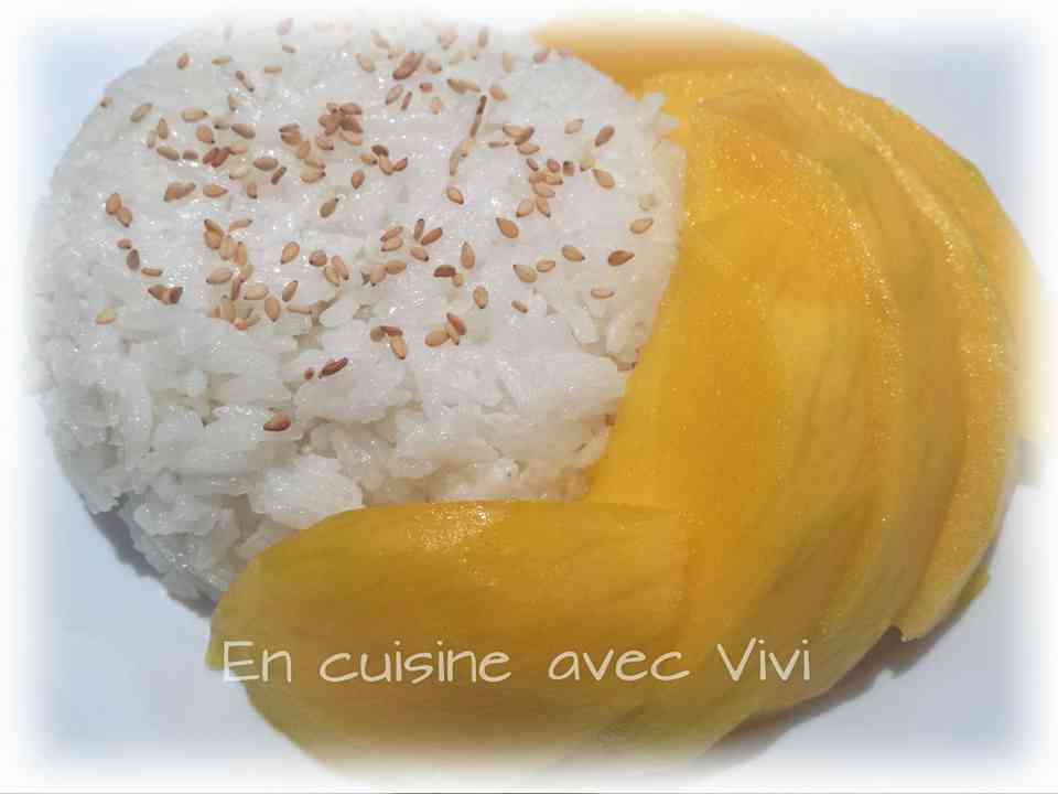 ingrédient pour recette du riz gluant au lait de coco et mangue 